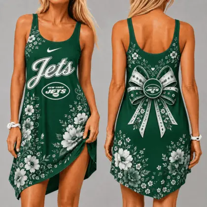 New York Jets | Premium NFL Floral Women’s Sleeveless Cami Dress NY