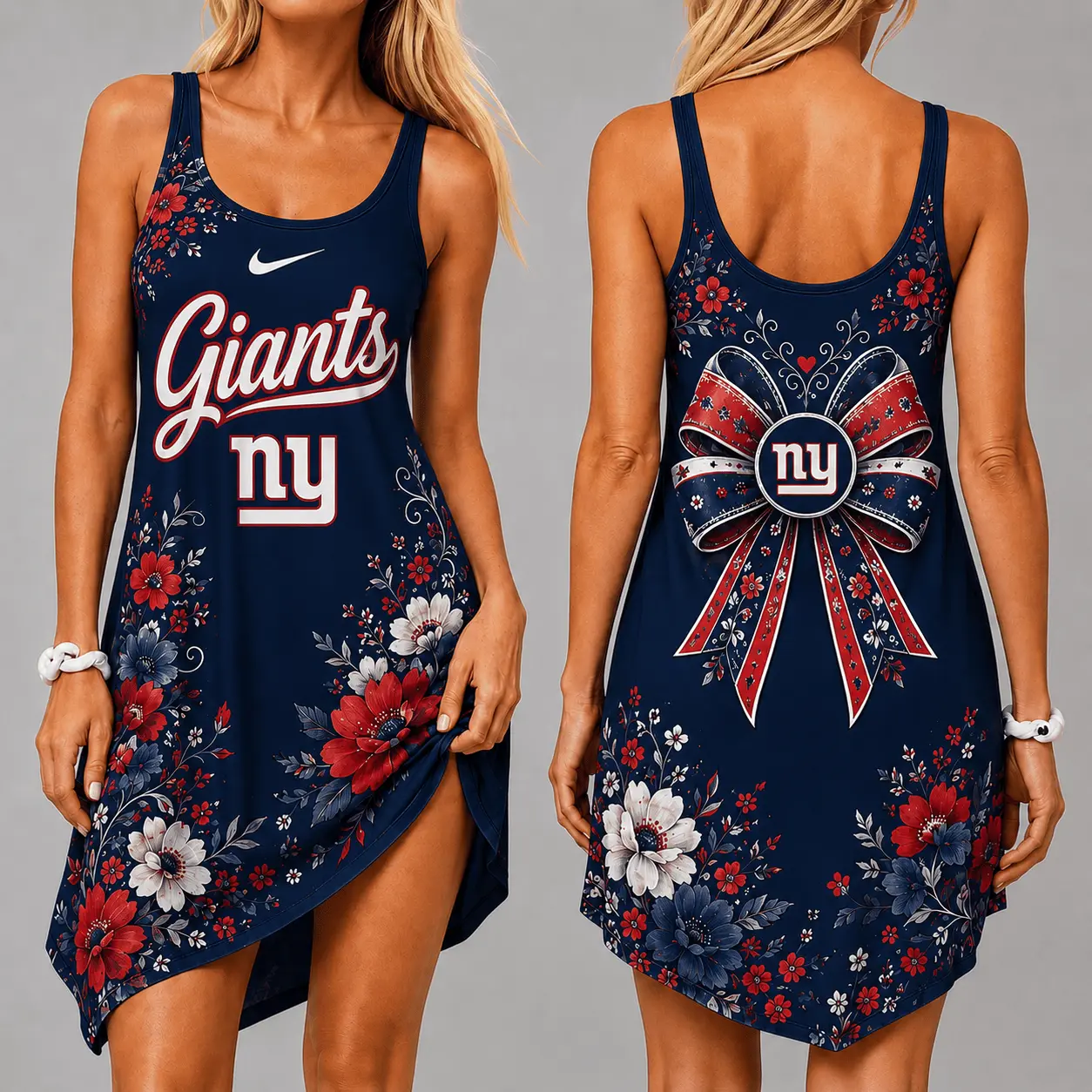 New York Giants | Premium NFL Floral Women’s Sleeveless Cami Dress NY