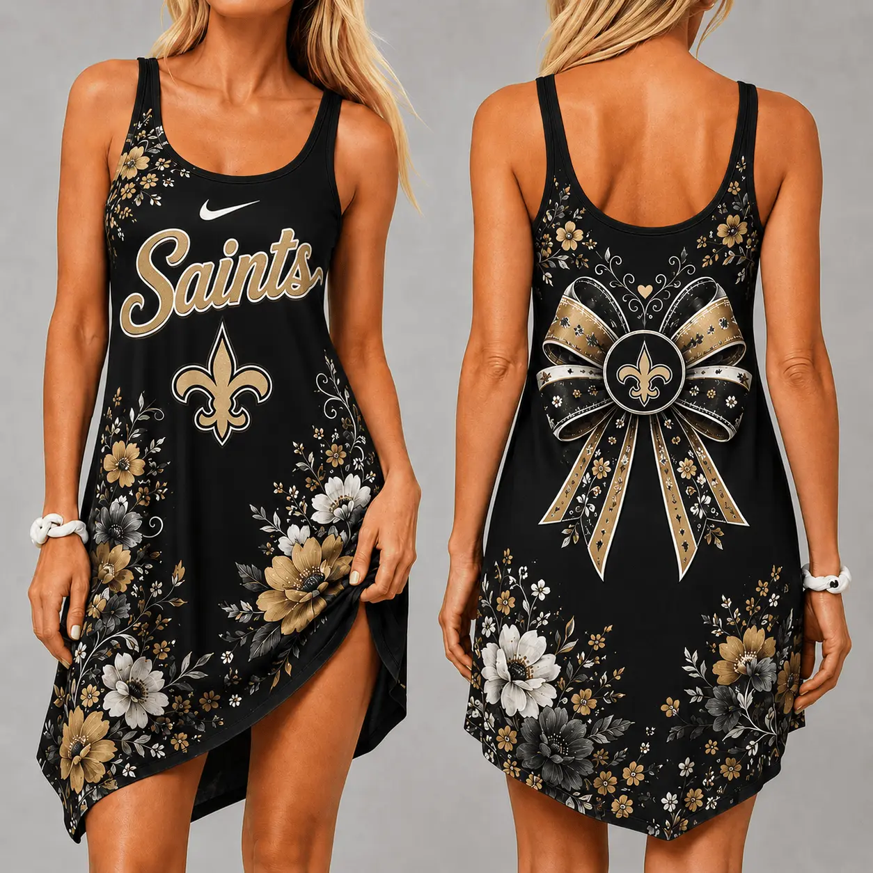 New Orleans Saints | Premium NFL Floral Women’s Sleeveless Cami Dress NY