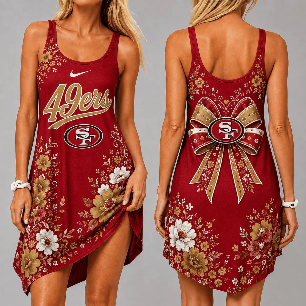 San Francisco 49ers | Premium NFL Floral Women’s Sleeveless Cami Dress NY