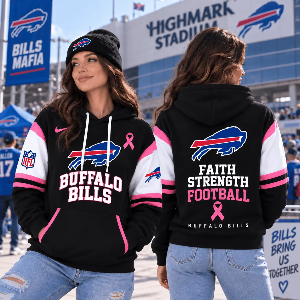 Buffalo Bills | Premium NFL Breast Cancer Awareness Hoodie NTT - Image 2