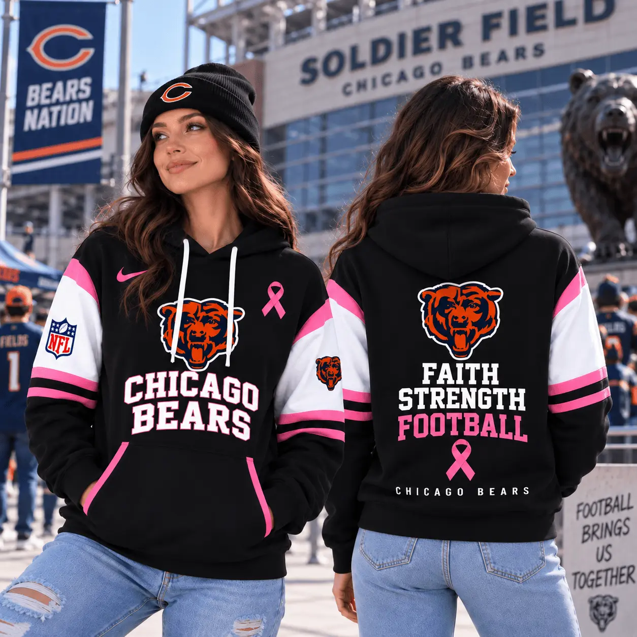 Chicago Bears | Premium NFL Breast Cancer Awareness Hoodie NTT - Image 2