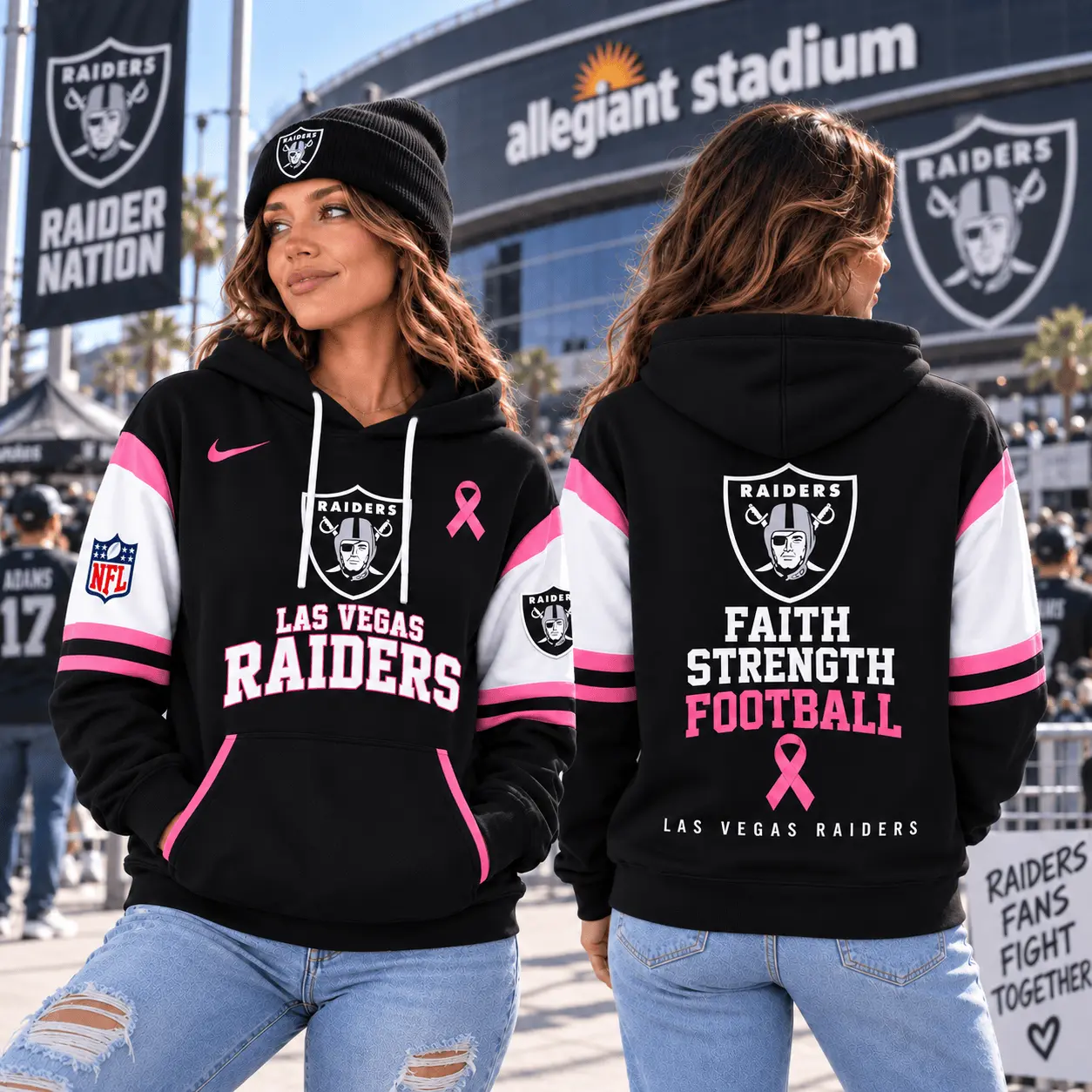Las Vegas Raiders | Premium NFL Breast Cancer Awareness Hoodie NTT - Image 2
