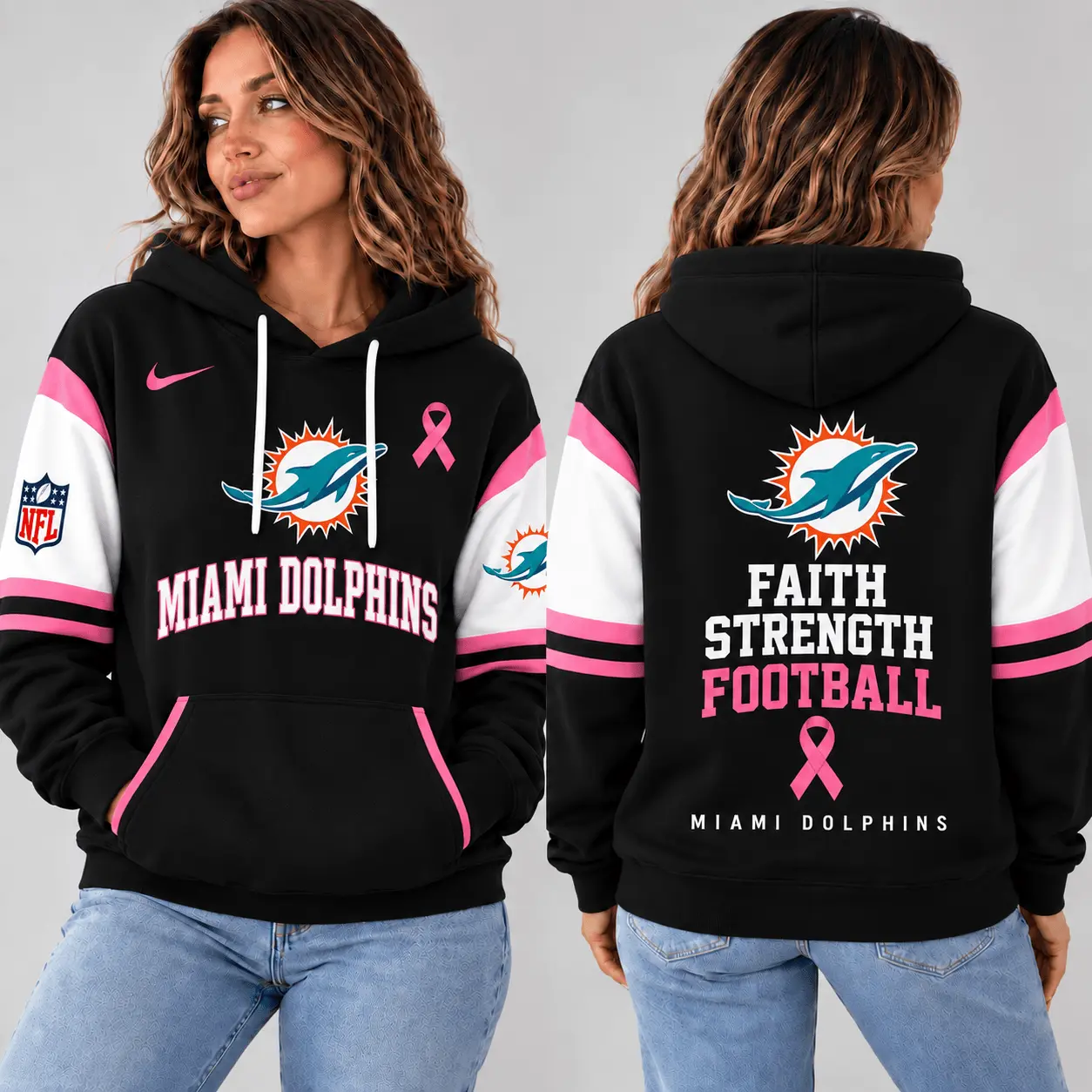 Miami Dolphins | Premium NFL Breast Cancer Awareness Hoodie NTT