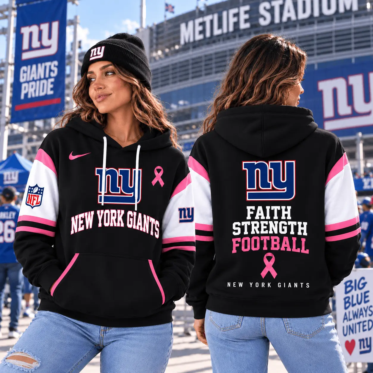 New York Giants | Premium NFL Breast Cancer Awareness Hoodie NTT - Image 2