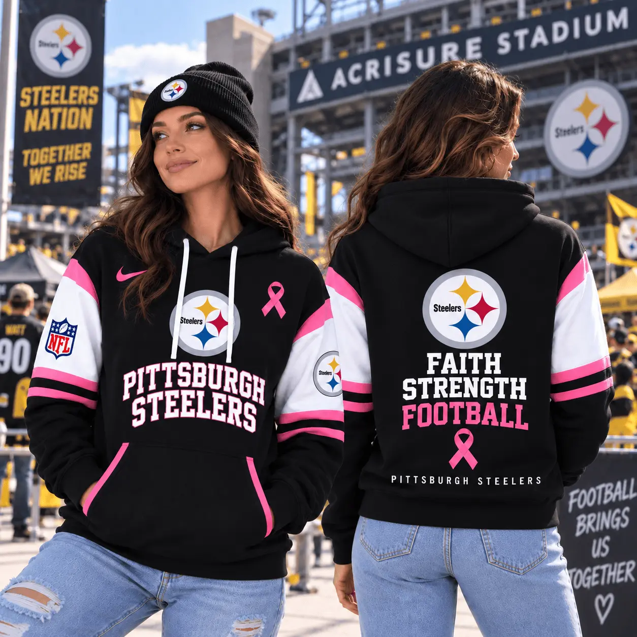 Pittsburgh Steelers | Premium NFL Breast Cancer Awareness Hoodie NTT - Image 2