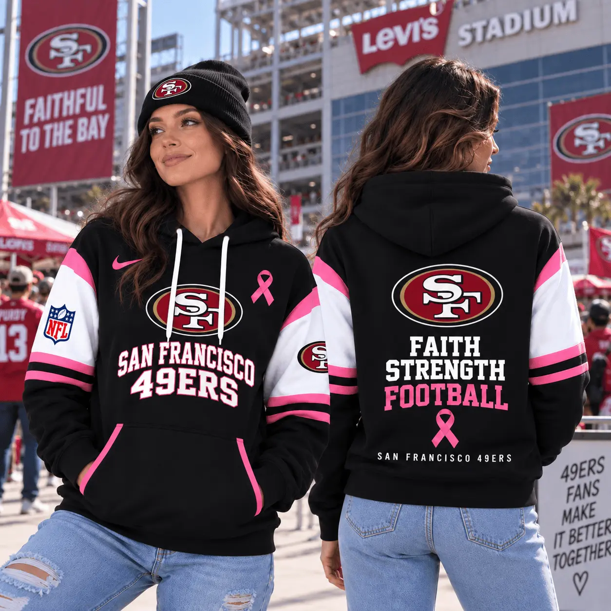 San Francisco 49ers | Premium NFL Breast Cancer Awareness Hoodie NTT - Image 2