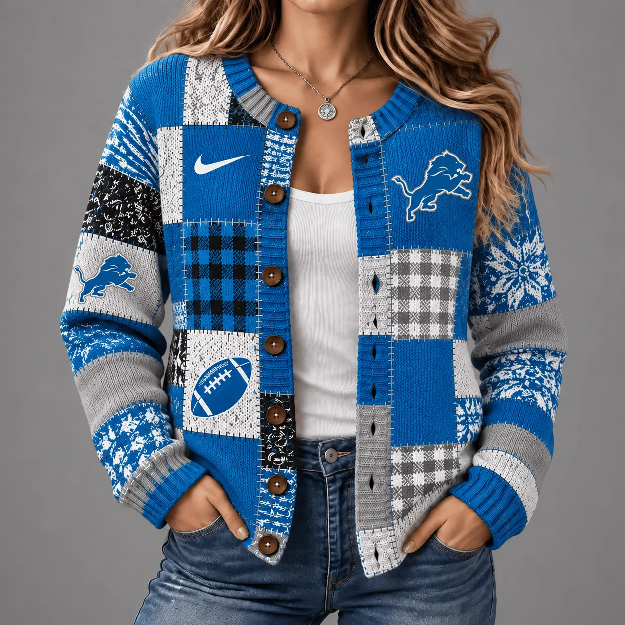 Detroit Lions | Premium NFL Game Day Knit Cardigan NY