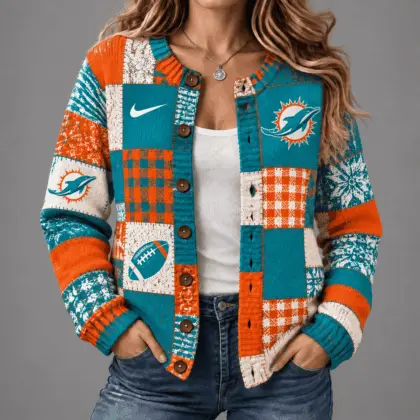 Miami Dolphins | Premium NFL Game Day Knit Cardigan NY