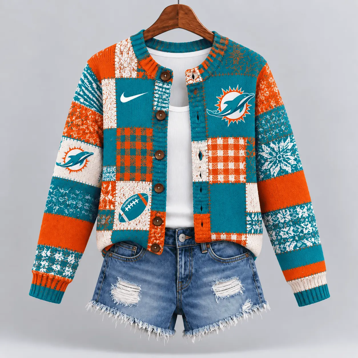 Miami Dolphins | Premium NFL Game Day Knit Cardigan NY - Image 2