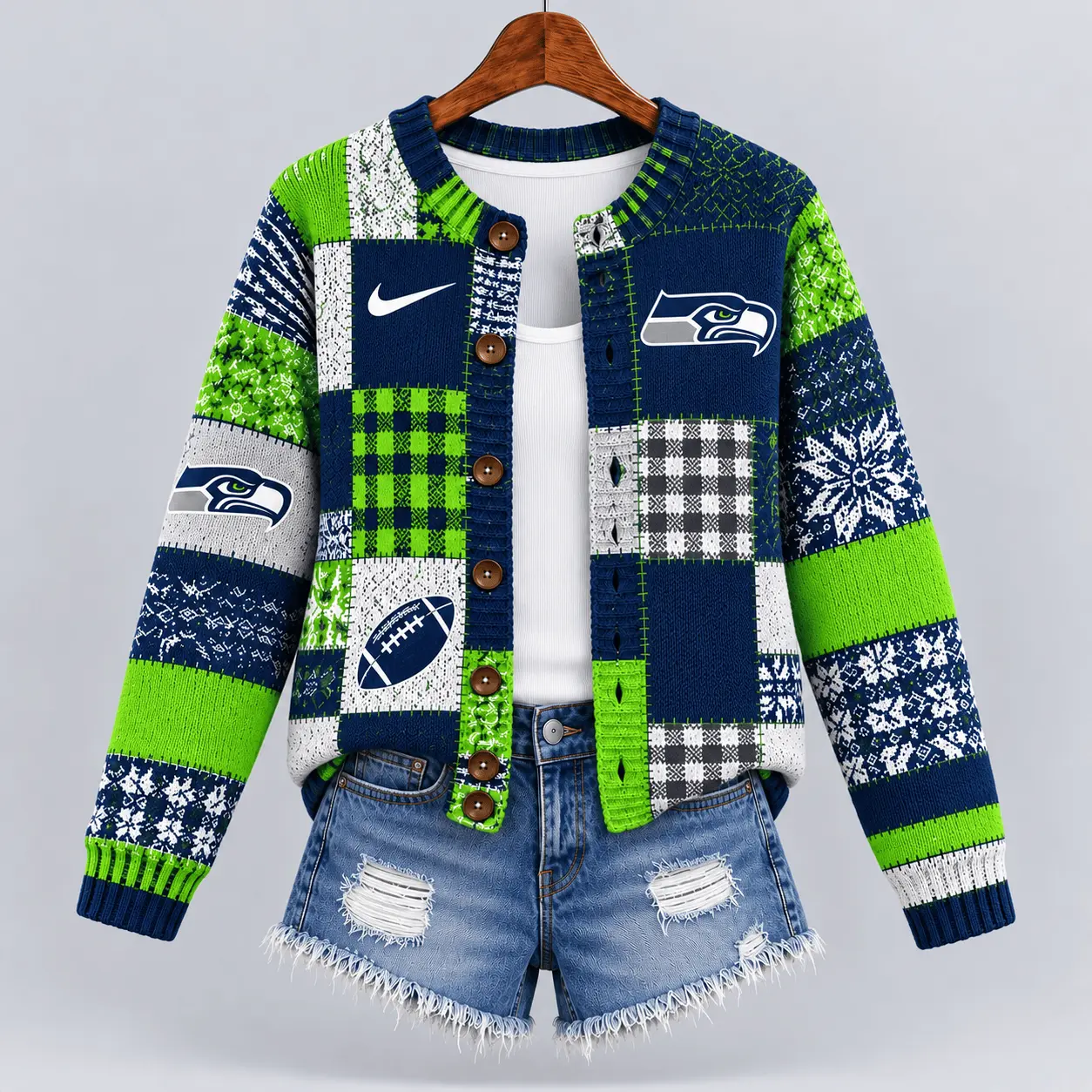 Seattle Seahawks | Premium NFL Game Day Knit Cardigan NY - Image 2