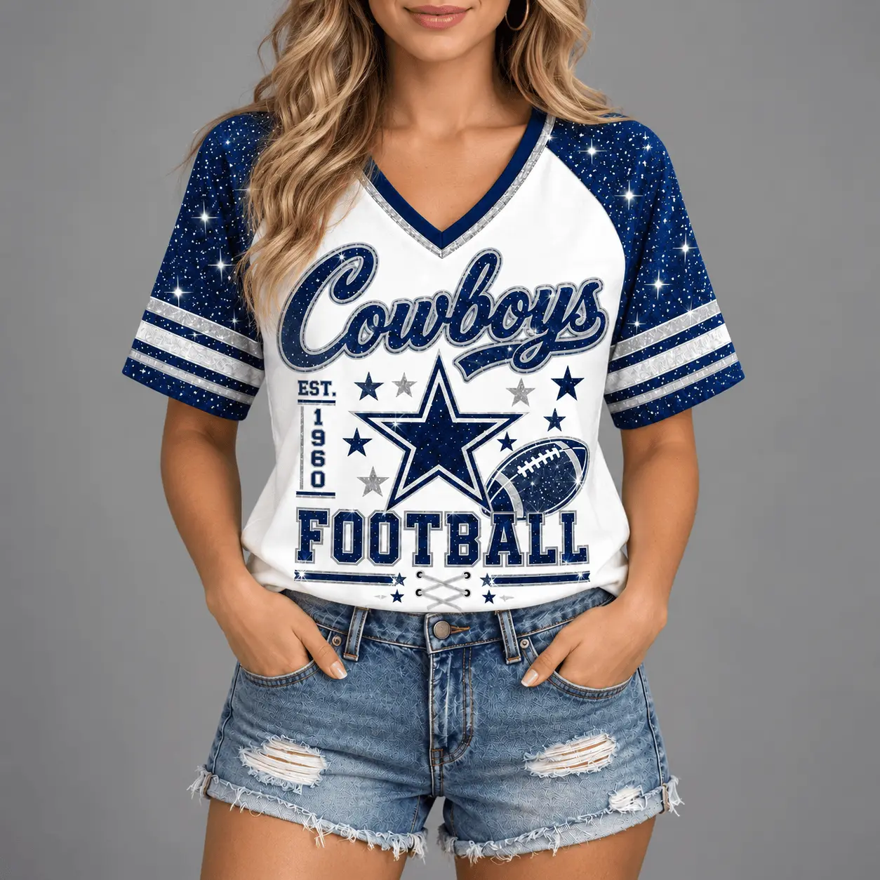 Dallas Cowboys | Premium NFL Starry Spirit V-neck NY - Image 2