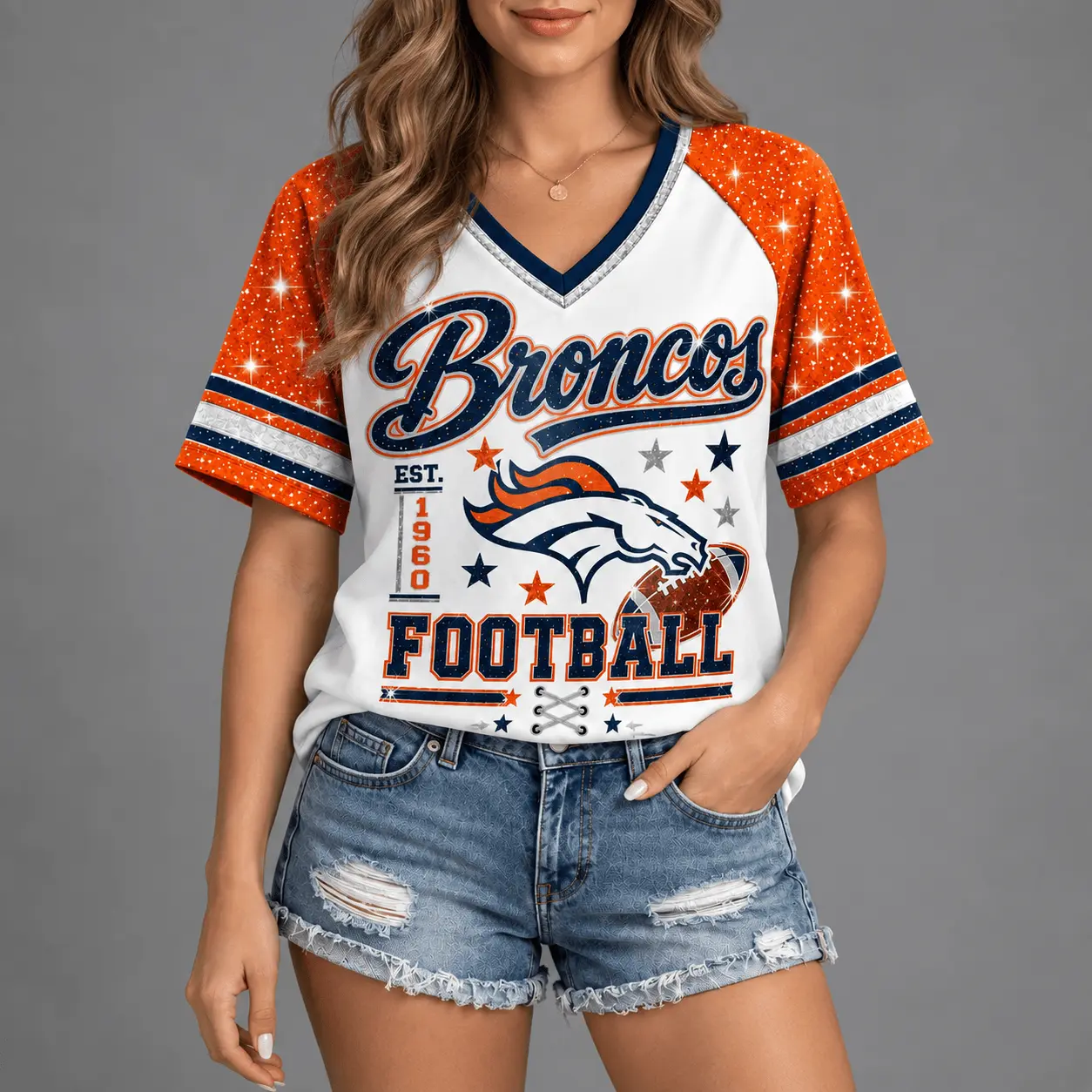 Denver Broncos | Premium NFL Starry Spirit V-neck NY - Image 2