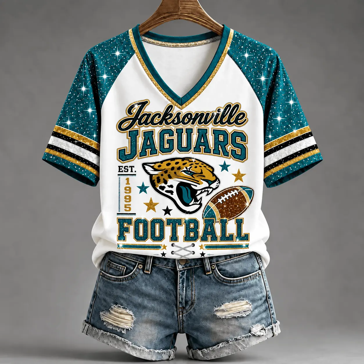 Jacksonville Jaguars | Premium NFL Starry Spirit V-neck NY