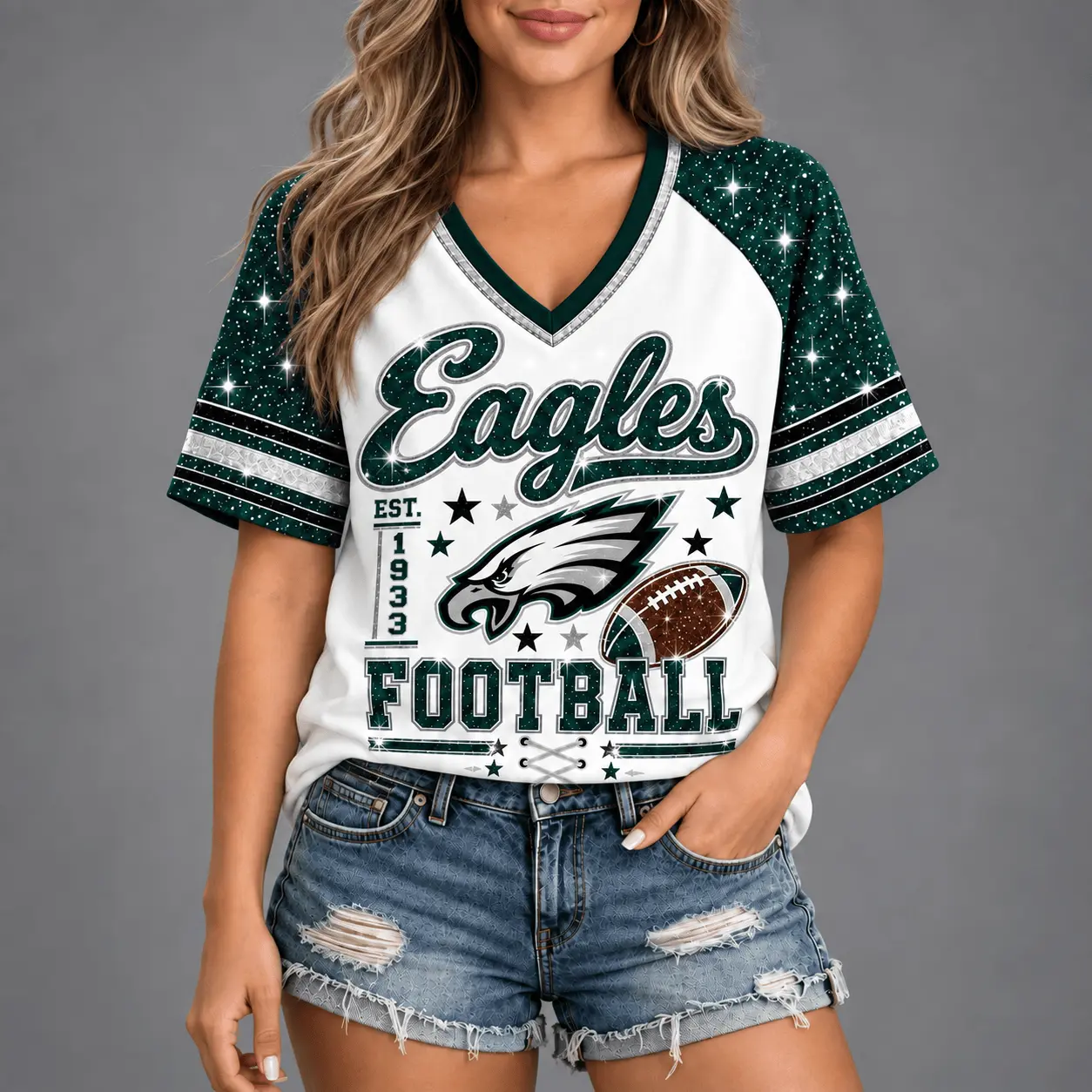 Philadelphia Eagles | Premium NFL Starry Spirit V-neck NY - Image 2