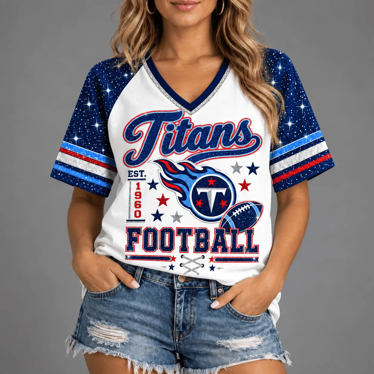 Tennessee Titans | Premium NFL Starry Spirit V-neck NY - Image 2