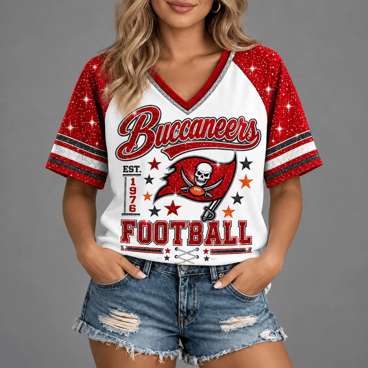 Tampa Bay Buccaneers | Premium NFL Starry Spirit V-neck NY - Image 2