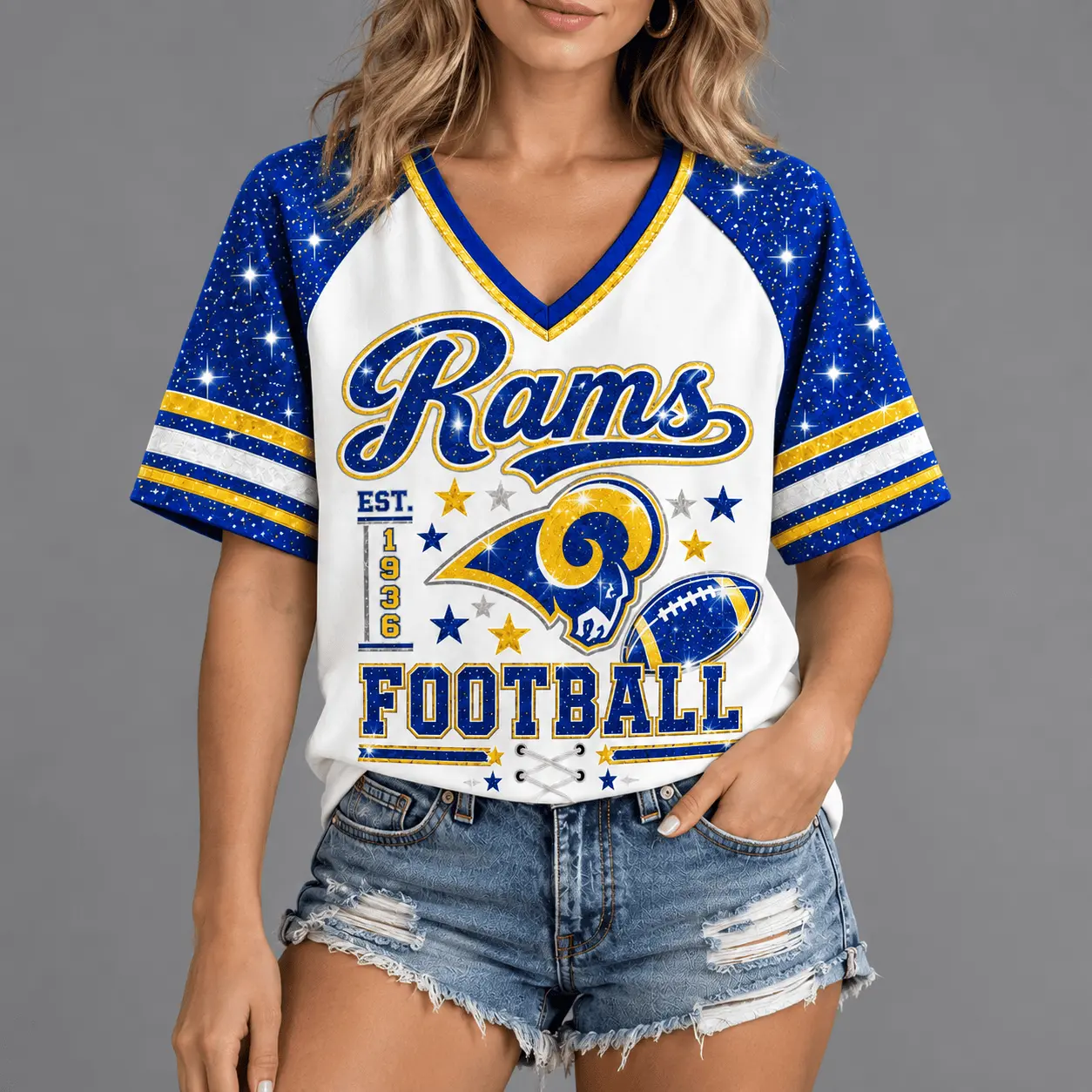 Los Angeles Rams | Premium NFL Starry Spirit V-neck NY - Image 2