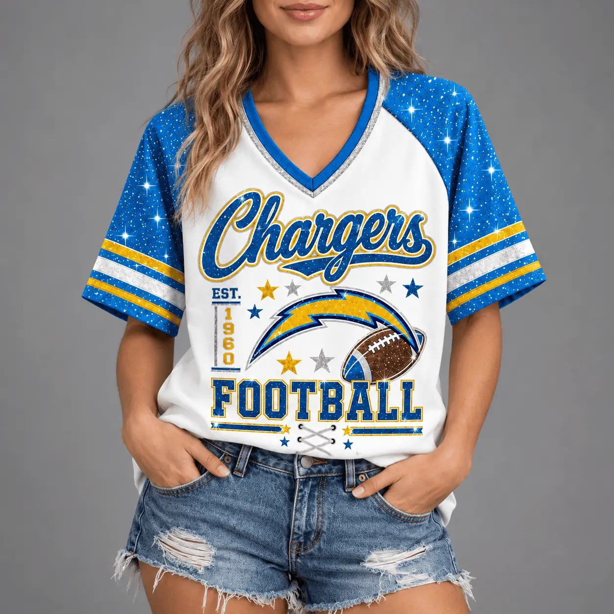 Los Angeles Chargers | Premium NFL Starry Spirit V-neck NY - Image 2