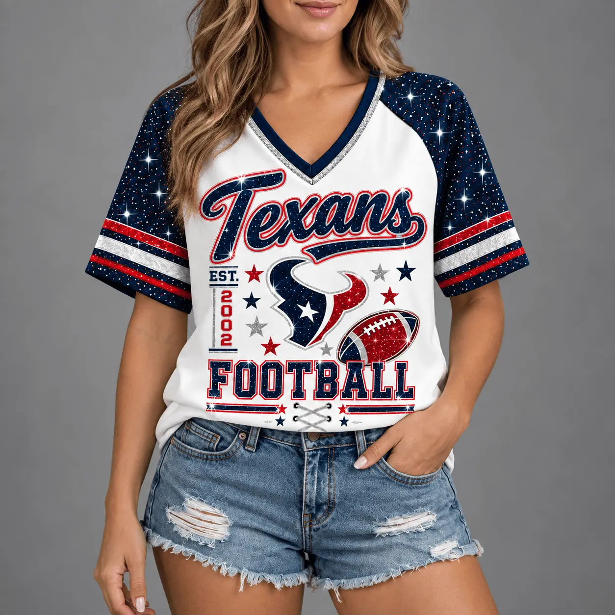 Houston Texans | Premium NFL Starry Spirit V-neck NY - Image 2