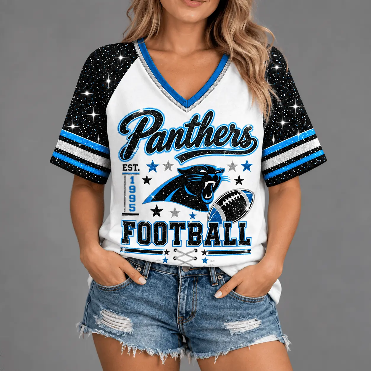 Carolina Panthers | Premium NFL Starry Spirit V-neck NY - Image 2