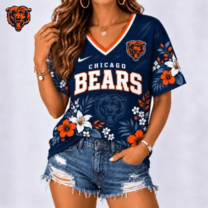 Chicago Bears | Premium NFL Floral Spirit Game Ready V-Neck Shirt NY