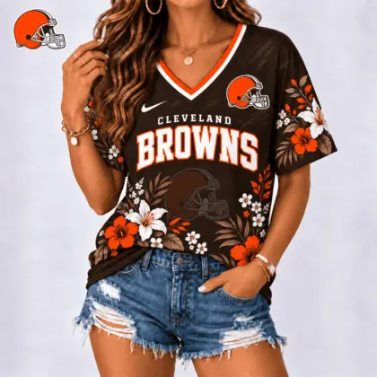 Cleveland Browns | Premium NFL Floral Spirit Game Ready V-Neck Shirt NY