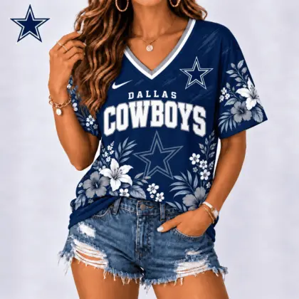 Dallas Cowboys | Premium NFL Floral Spirit Game Ready V-Neck Shirt NY