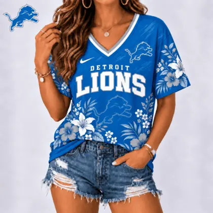 Detroit Lions | Premium NFL Floral Spirit Game Ready V-Neck Shirt NY