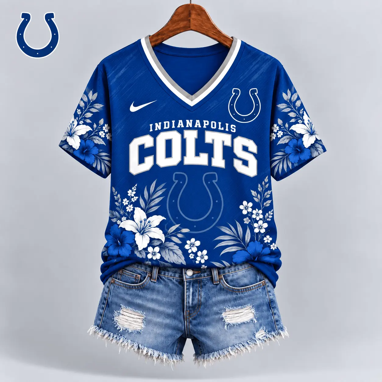 Indianapolis Colts | Premium NFL Floral Spirit Game Ready V-Neck Shirt NY - Image 2