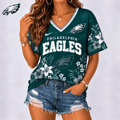 Philadelphia Eagles | Premium NFL Floral Spirit Game Ready V-Neck Shirt NY