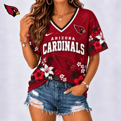 Arizona Cardinals | Premium NFL Floral Spirit Game Ready V-Neck Shirt NY