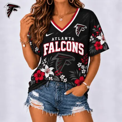 Atlanta Falcons | Premium NFL Floral Spirit Game Ready V-Neck Shirt NY