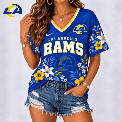 Los Angeles Rams | Premium NFL Floral Spirit Game Ready V-Neck Shirt NY