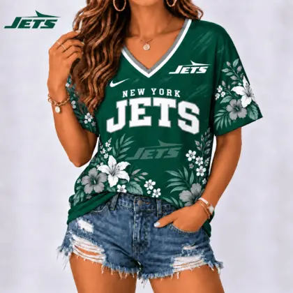 New York Jets | Premium NFL Floral Spirit Game Ready V-Neck Shirt NY