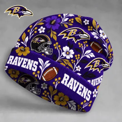 Baltimore Ravens | Premium NFL Floral Team Pride Beanie Hat NY
