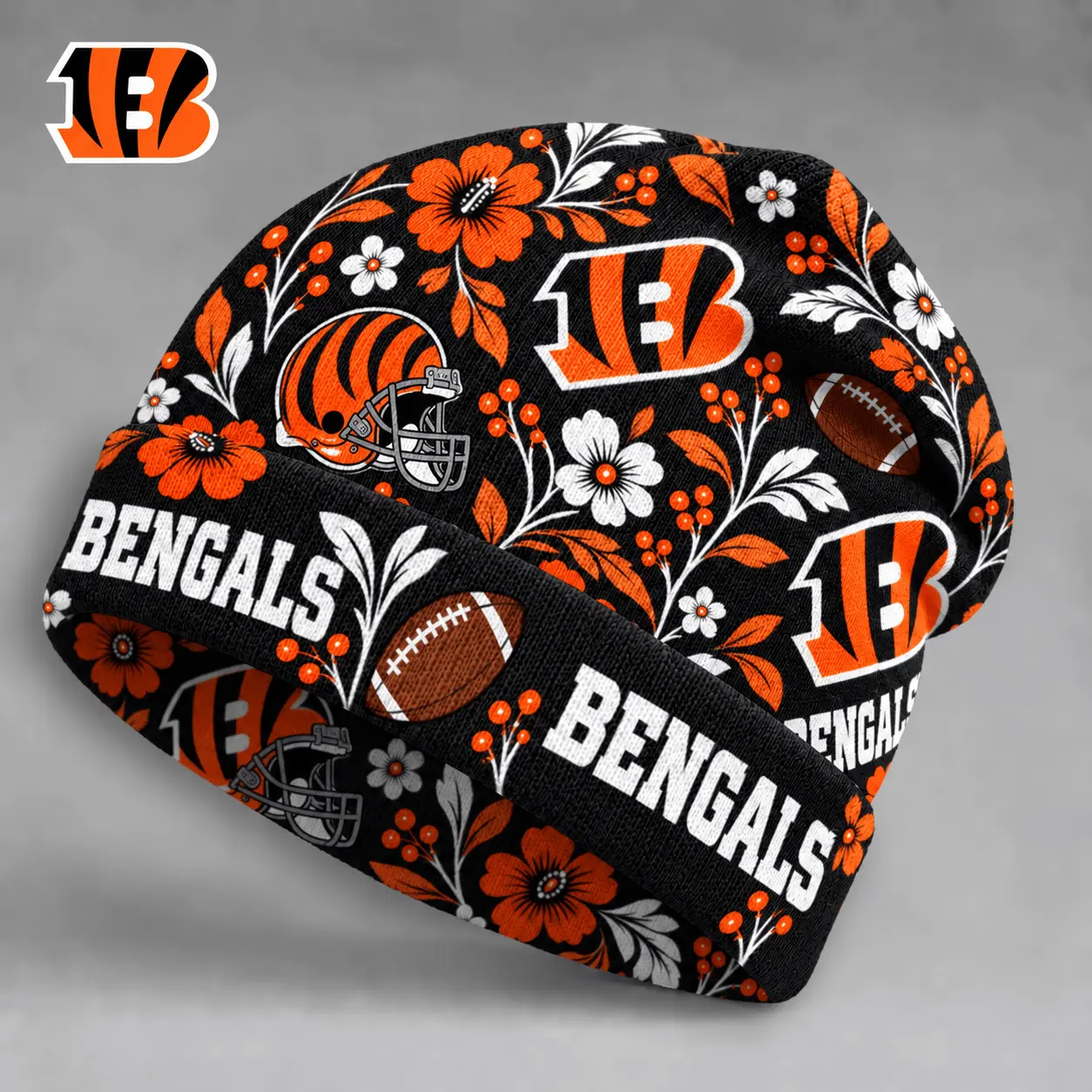 Cincinnati Bengals | Premium NFL Floral Team Pride Beanie Hat NY