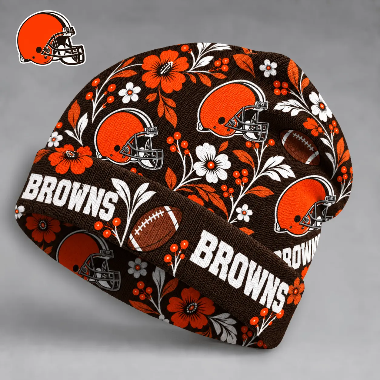 Cleveland Browns | Premium NFL Floral Team Pride Beanie Hat NY