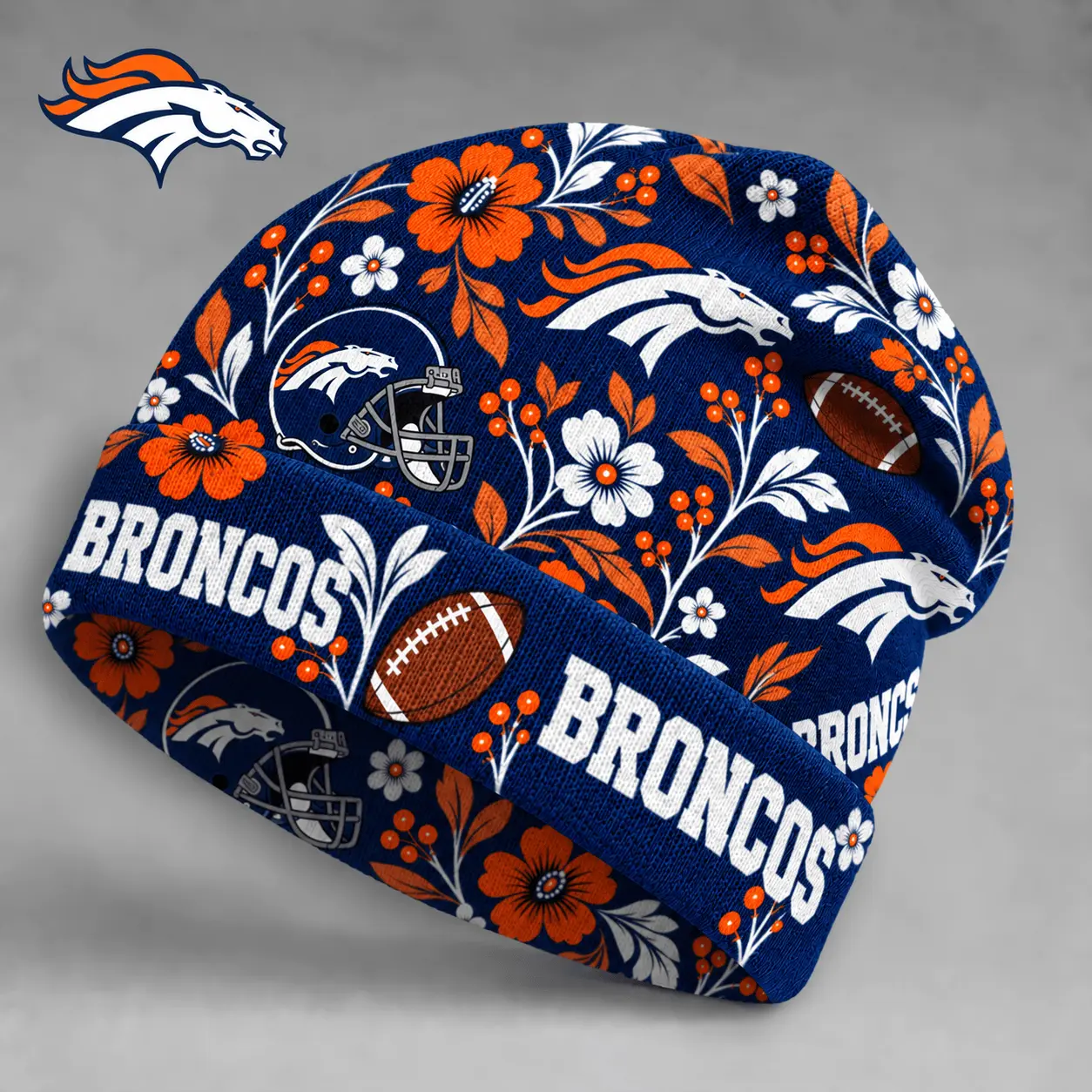 Denver Broncos | Premium NFL Floral Team Pride Beanie Hat NY