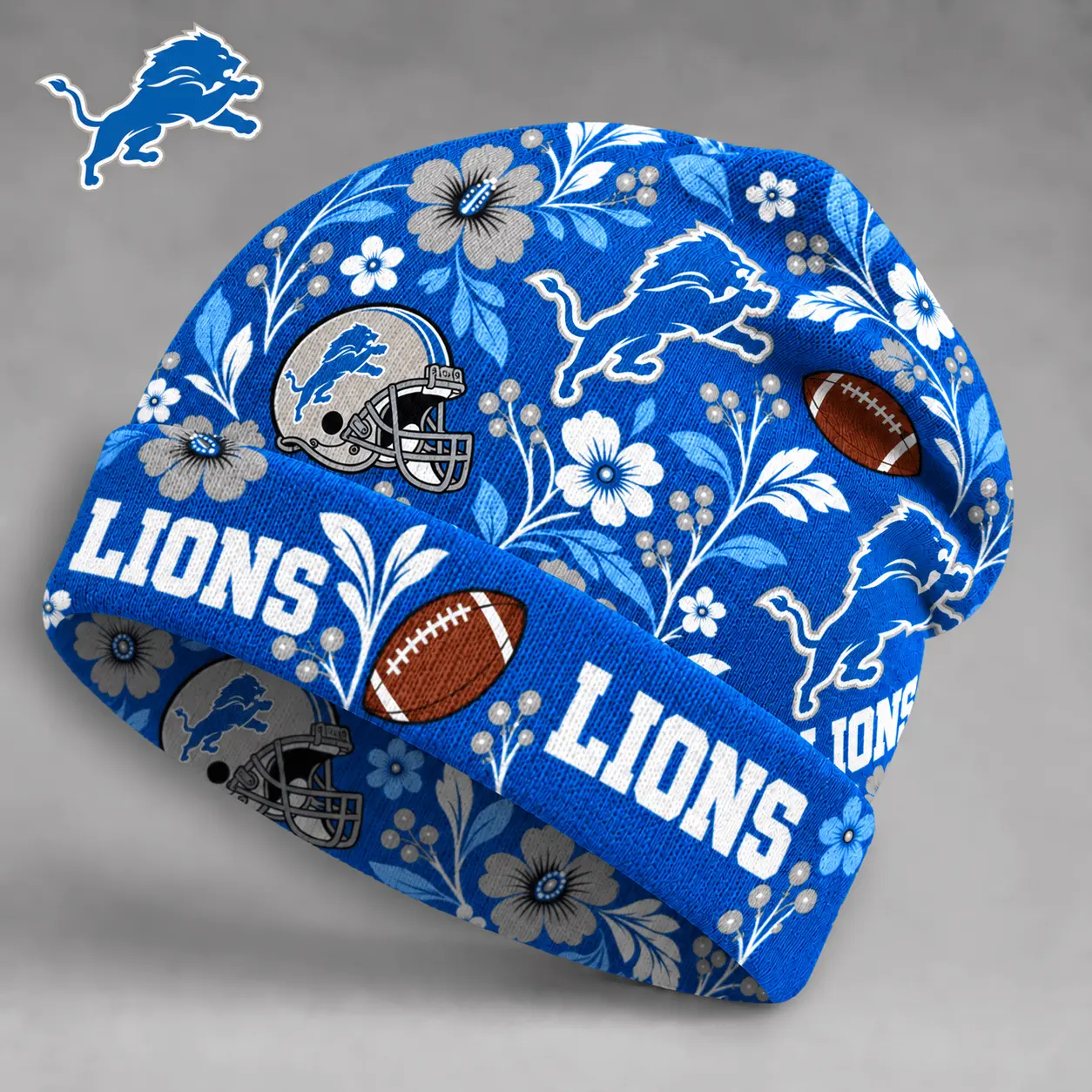 Detroit Lions | Premium NFL Floral Team Pride Beanie Hat NY