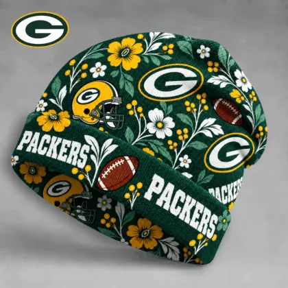 Green Bay Packers | Premium NFL Floral Team Pride Beanie Hat NY