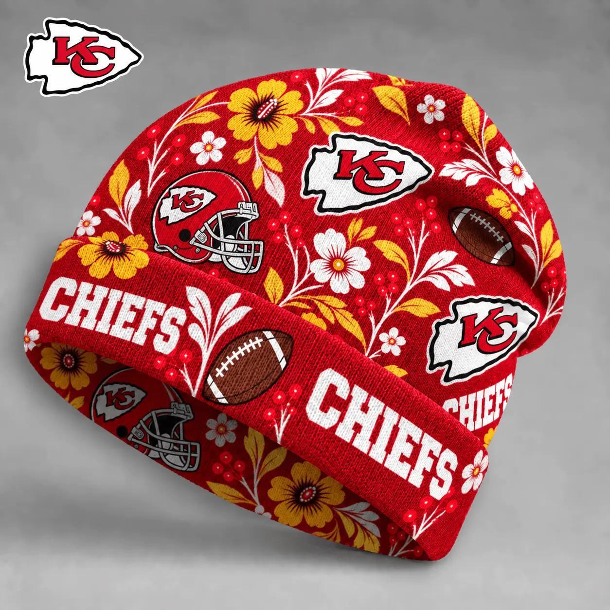 Kansas City Chiefs | Premium NFL Floral Team Pride Beanie Hat NY