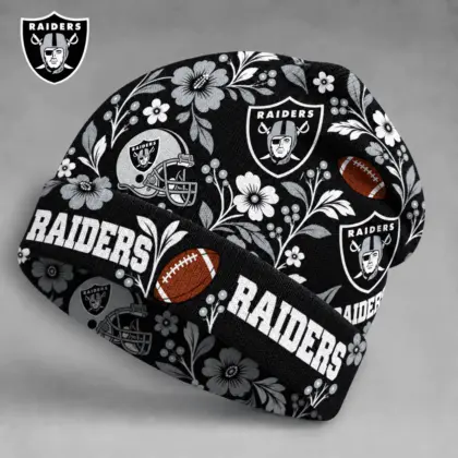 Las Vegas Raiders | Premium NFL Floral Team Pride Beanie Hat NY