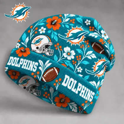 Miami Dolphins | Premium NFL Floral Team Pride Beanie Hat NY