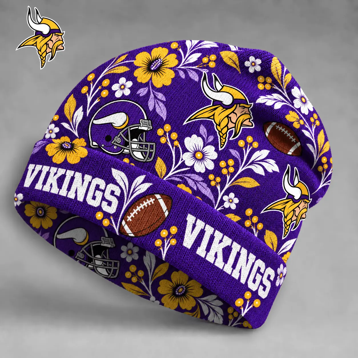 Minnesota Vikings | Premium NFL Floral Team Pride Beanie Hat NY