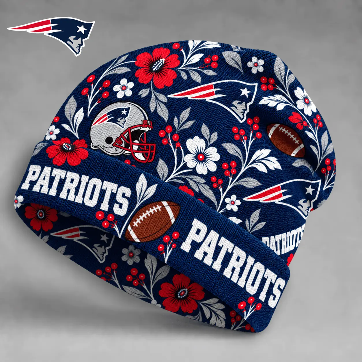 New England Patriots | Premium NFL Floral Team Pride Beanie Hat NY