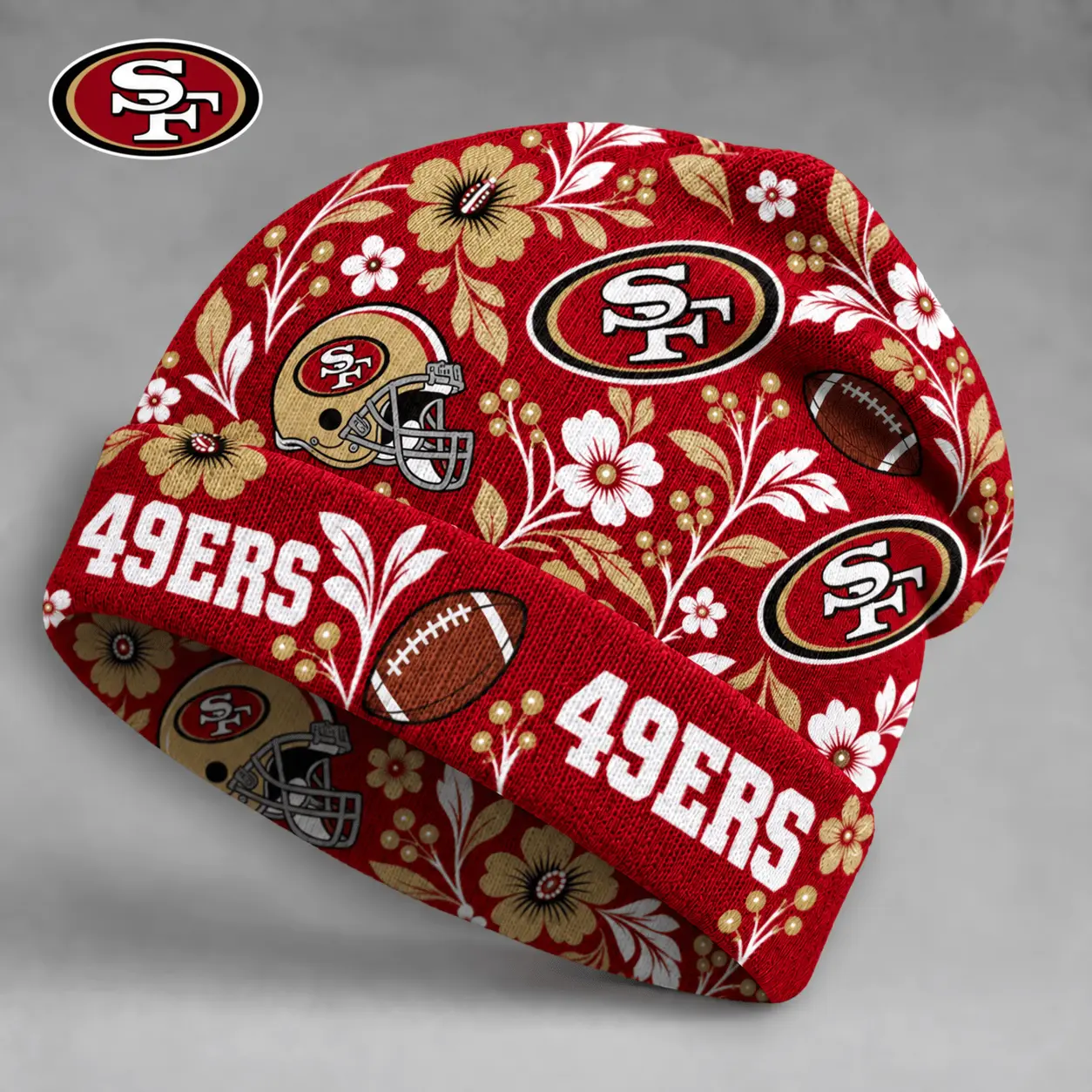 San Francisco 49ers | Premium NFL Floral Team Pride Beanie Hat NY