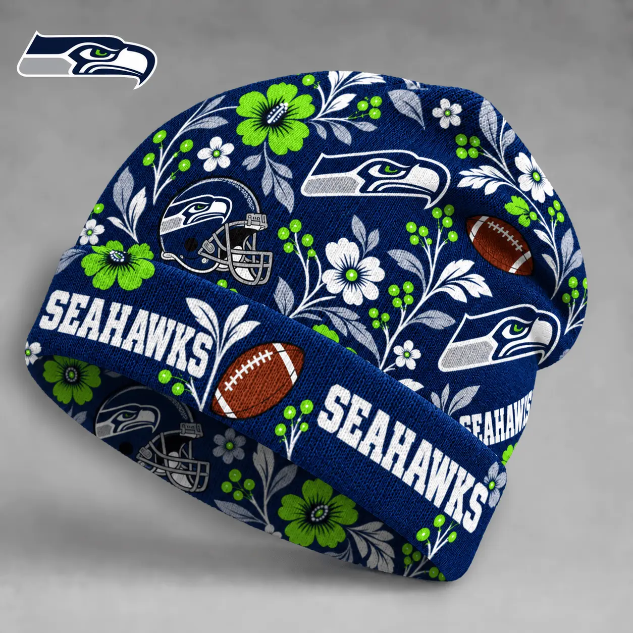 Seattle Seahawks | Premium NFL Floral Team Pride Beanie Hat NY
