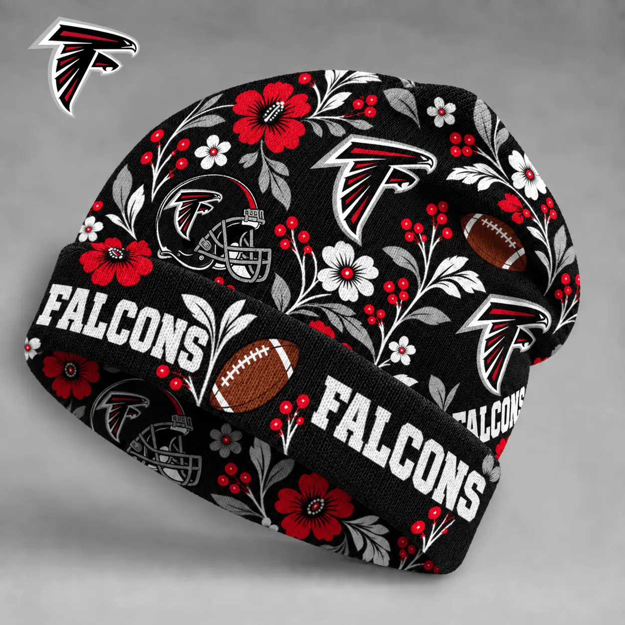 Atlanta Falcons | Premium NFL Floral Team Pride Beanie Hat NY