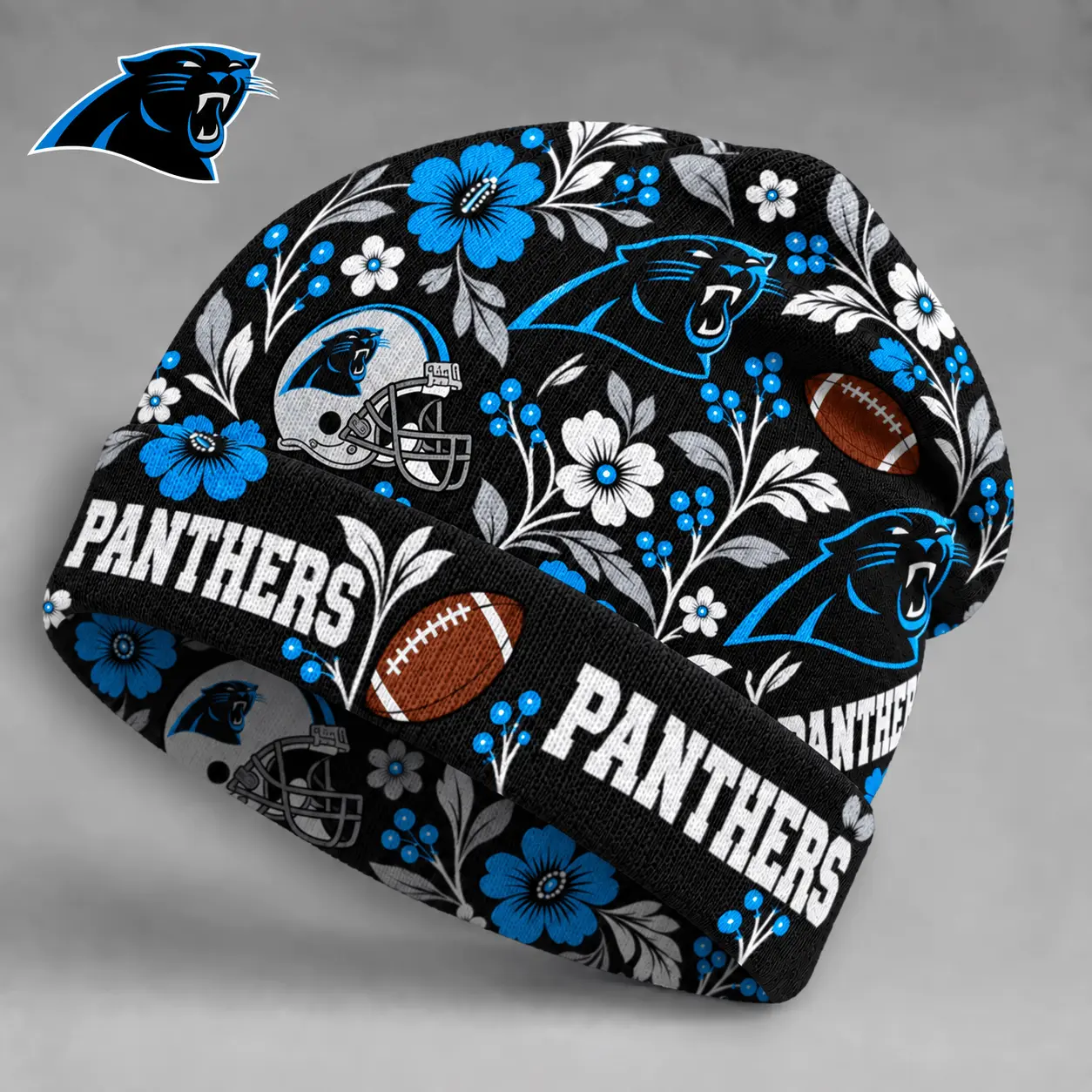 Carolina Panthers | Premium NFL Floral Team Pride Beanie Hat NY